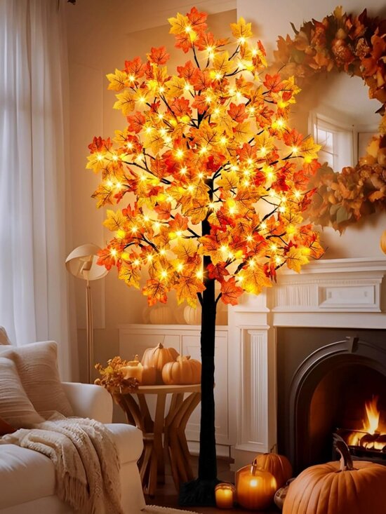 Other - 7FT Lighted Fall Maple Tree with 128 LED Lights, Timer & 8 Modes - Perfect